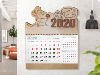 Деревянный перекидной настенный календарь